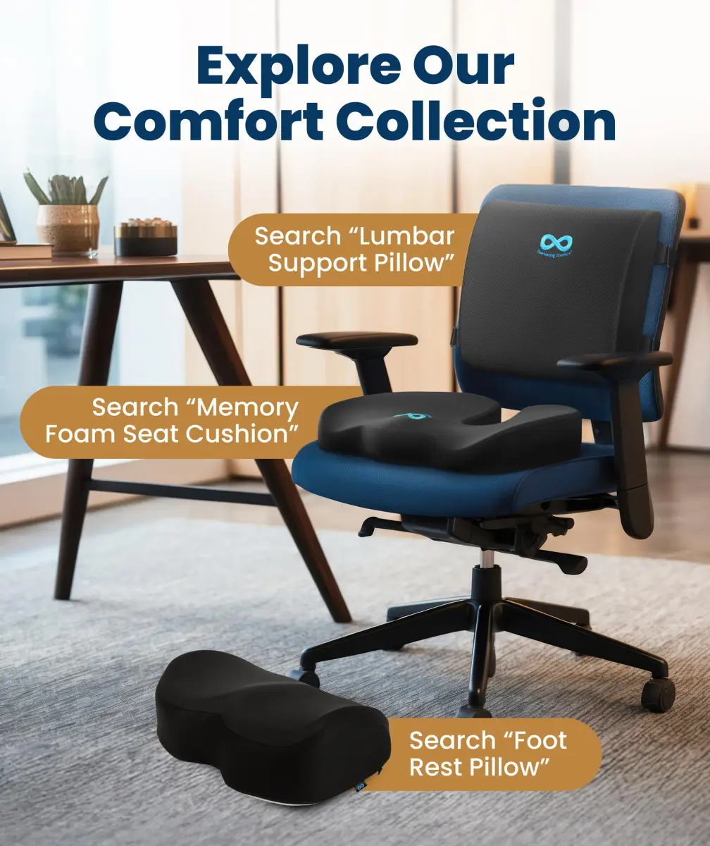 Everlasting Comfort Doctor Recommended Memory Foam Seat Cushion Large | Ergonomic Support for Tailbone Pain Relief - view 8