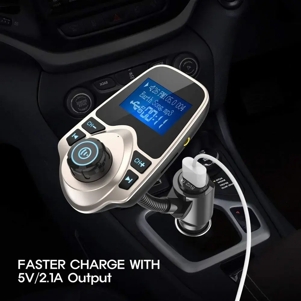 Nulaxy KM18 Bluetooth 5.0 FM Transmitter with 1.44" LCD Screen & USB Car Charger | 12V-24V Compatible - view 6