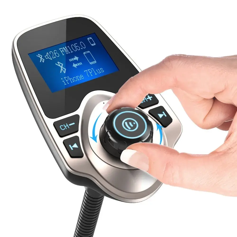 Nulaxy KM18 Bluetooth 5.0 FM Transmitter with 1.44" LCD Screen & USB Car Charger | 12V-24V Compatible - view 2
