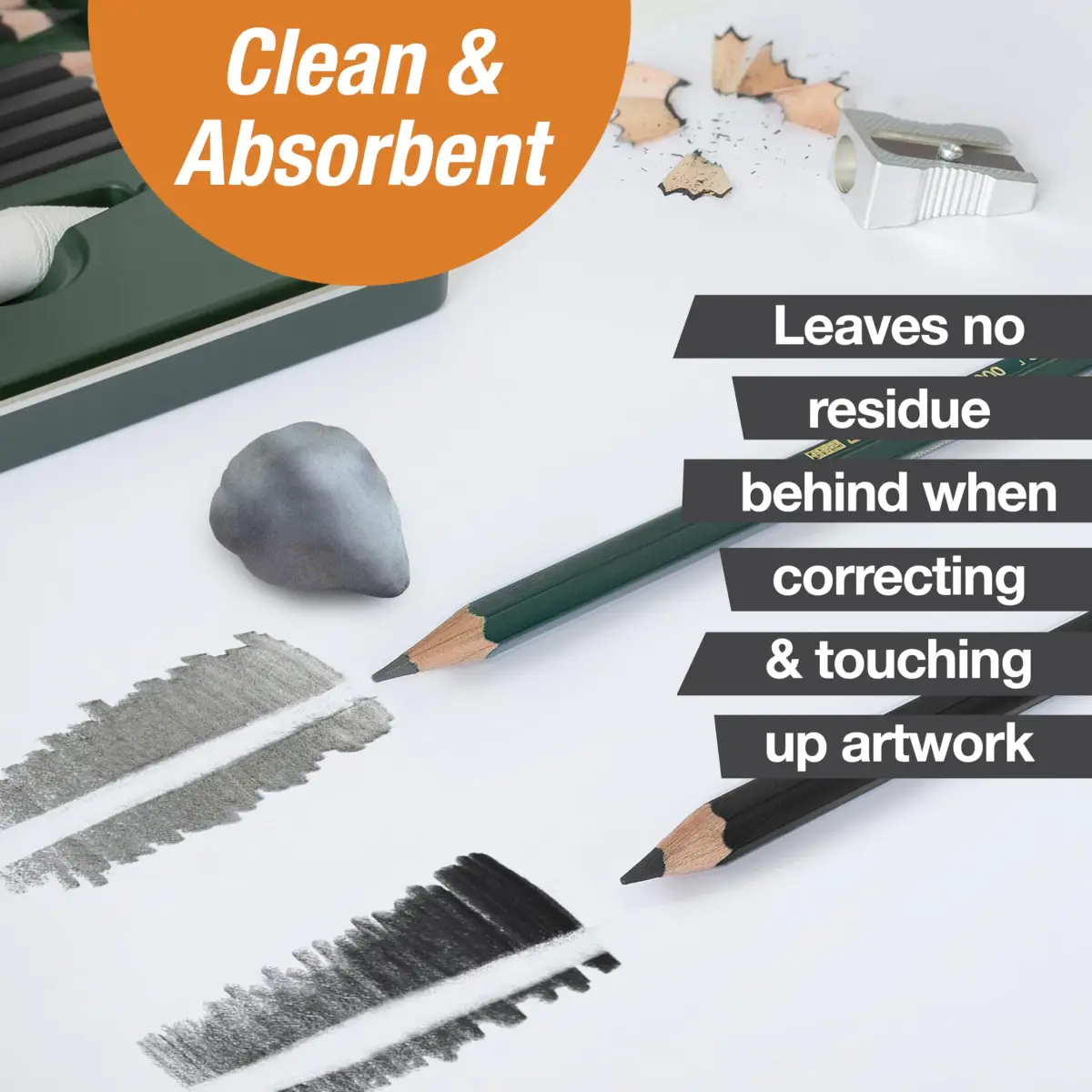 Faber-Castell Kneadable Eraser for Artists (1 Pack, Grey) | Soft & Absorbent Art Eraser - view 5