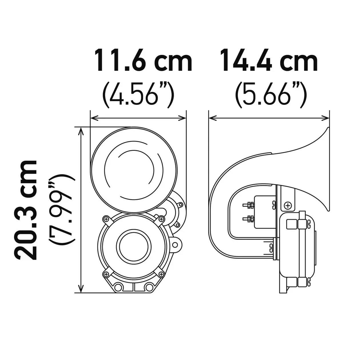 Hella Black Single Tone Air Horn 12/24V | Super Loud 115 dB(A), 120W, Compact & Reliable - view 5