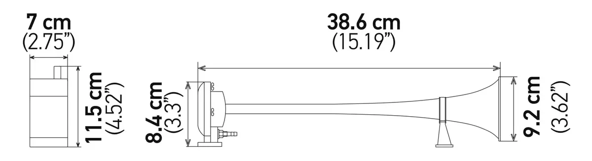 Hella Chrome 12V Air Horn Kit | 115dB Sound for Vehicles, 15 inch Length - view 2