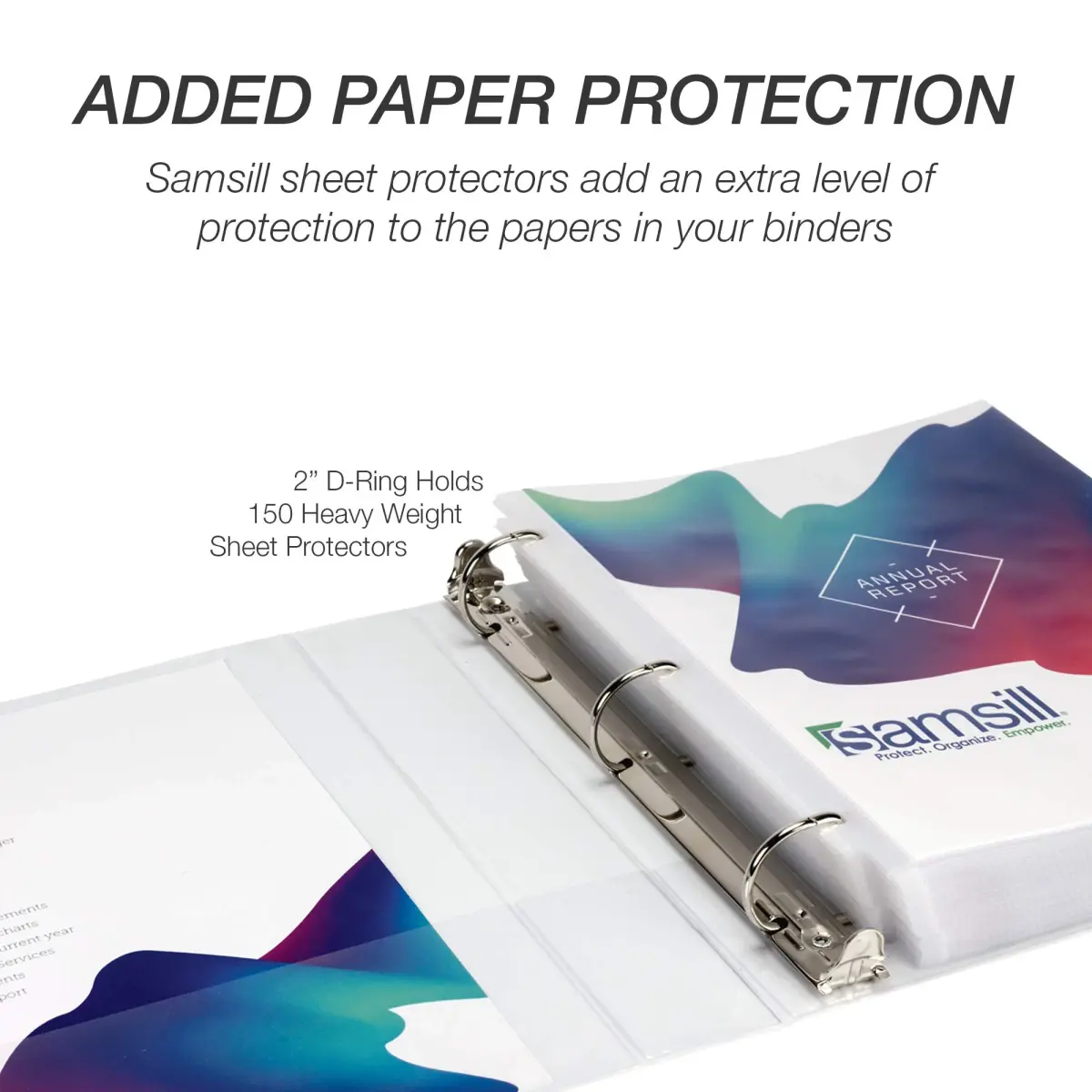 Samsill Durable 2 inch White D-Ring Binder (4 Pack) | Holds 480 Pages, 100% Recycled Chipboard, Archival Safe - view 5