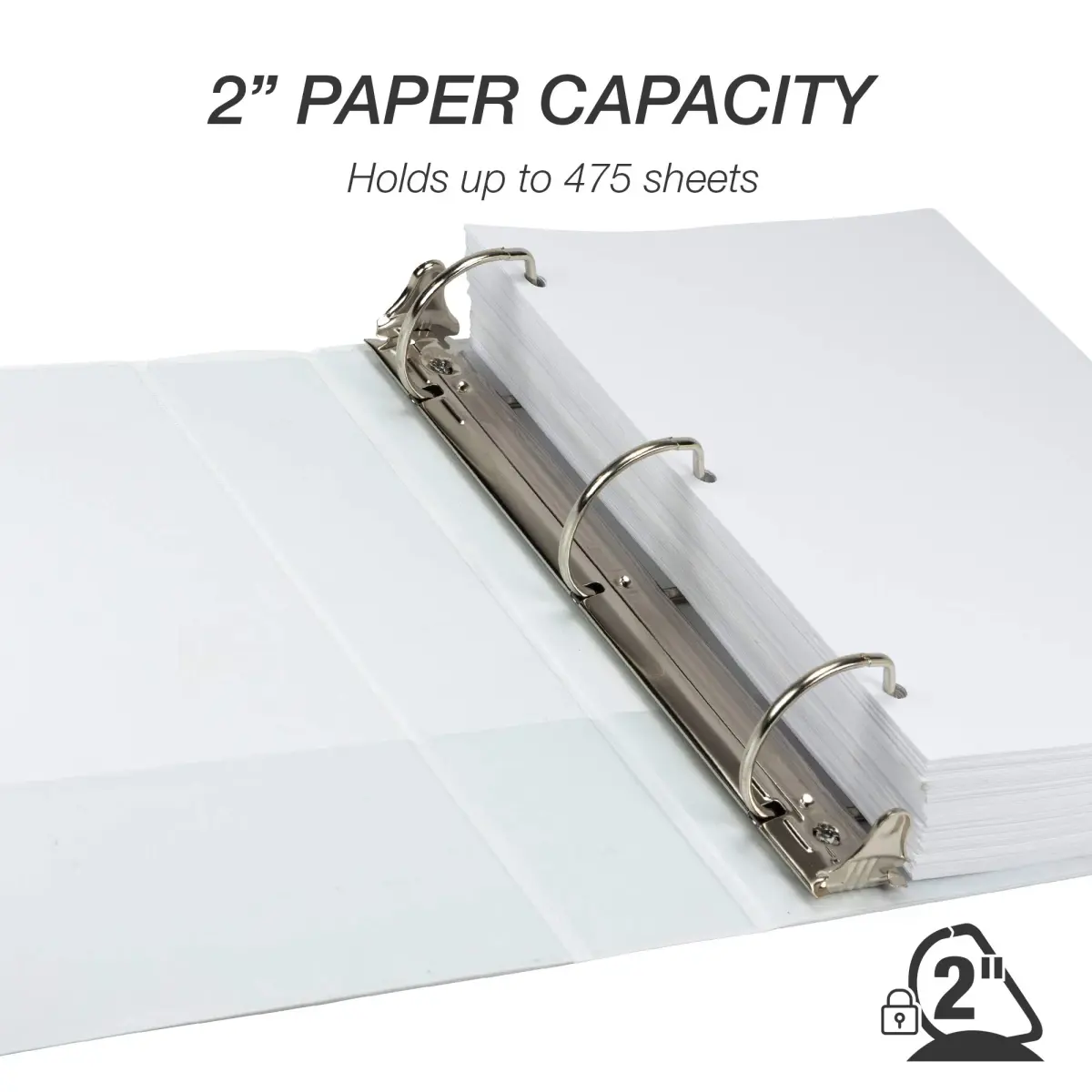 Samsill Durable 2 inch White D-Ring Binder (4 Pack) | Holds 480 Pages, 100% Recycled Chipboard, Archival Safe - view 3