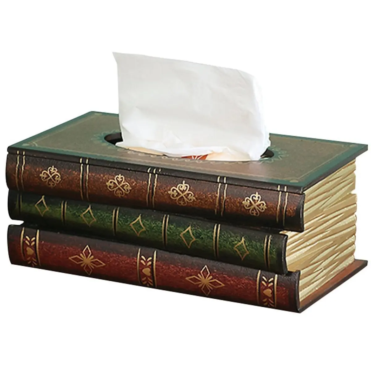 Tosnail Wooden Antique Book Tissue Holder Dispenser 10.75 x 6.5 x 4 Inches | Elegant Handmade Decor - view 9