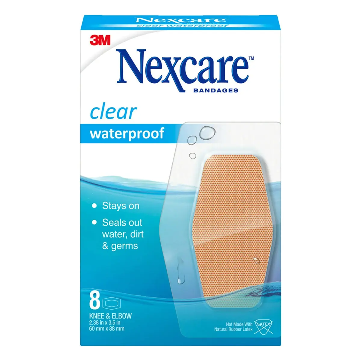 Nexcare Waterproof Clear Bandages for Knee and Elbow, 192 Count (24 Packs of 8) | Stays On in Water, Protects Wounds - view 2