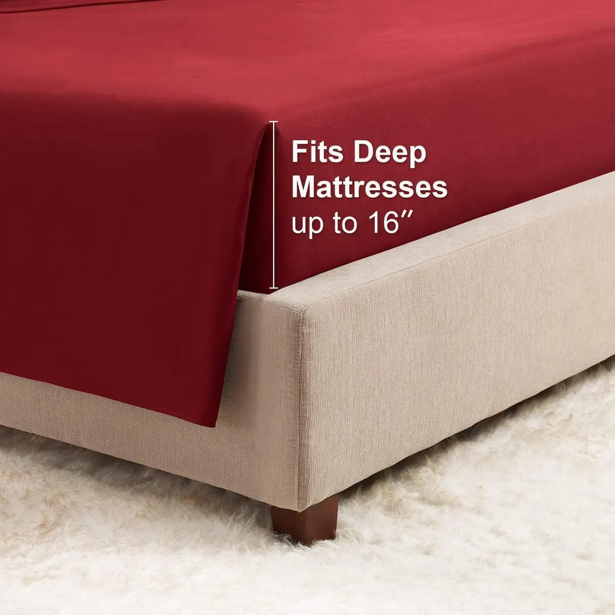 Empyrean Bedding Queen Sheets - Double Brushed Microfiber, Burgundy Red, 4 PC Set, with Corner Straps | Hotel Luxury Feel - view 6
