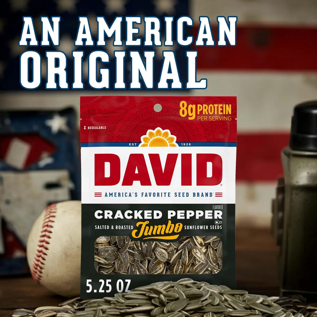David Jumbo Sunflower Seeds Cracked Pepper Flavor 5.25 oz | Crunchy, Salted & Roasted - view 5