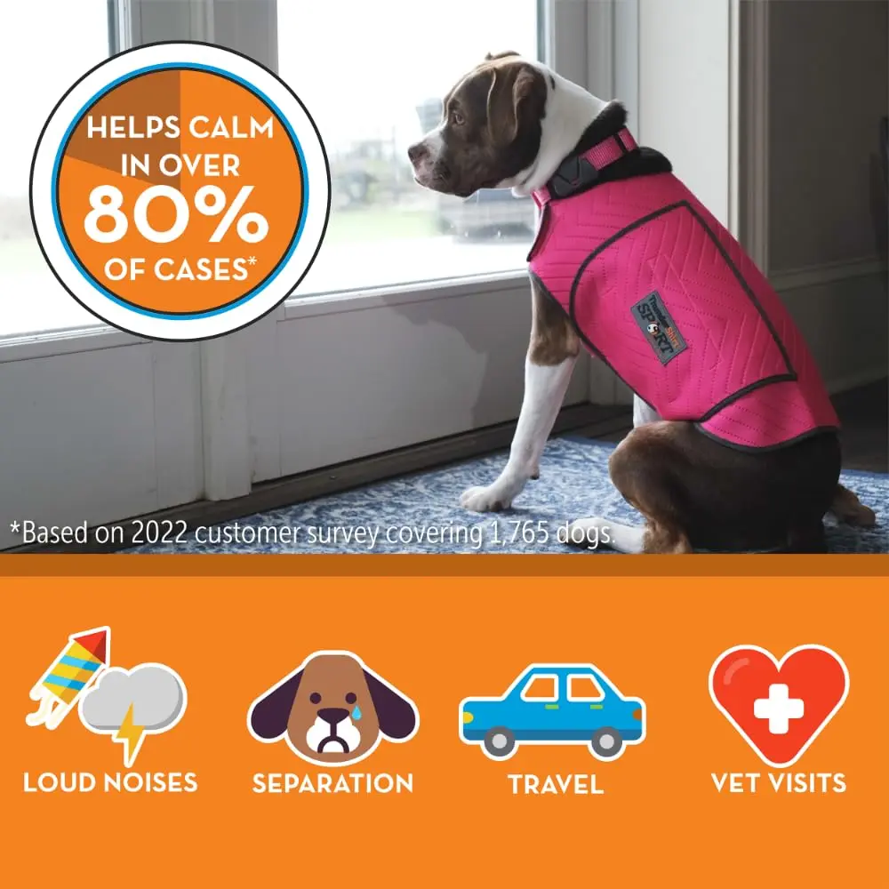 Thundershirt Dog Anxiety Vest Large Fuchsia Sport | Calms Separation Anxiety & Fear - view 3