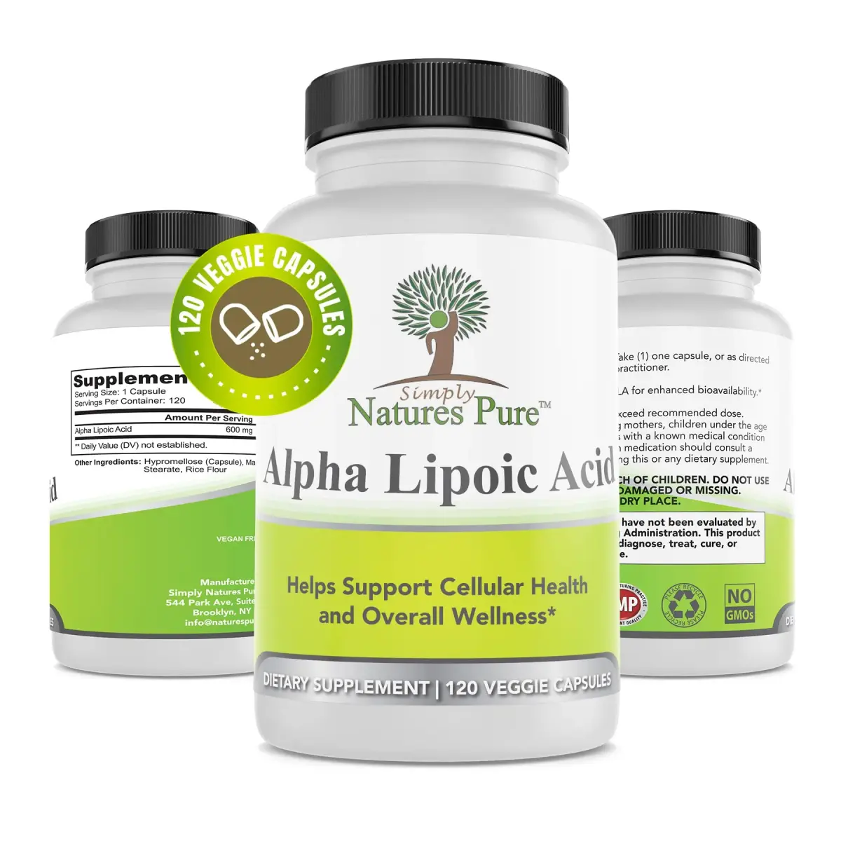 Simply Natures Pure Alpha Lipoic Acid 600mg 120 Veggie Capsules | Antioxidant Supplement - main product image
