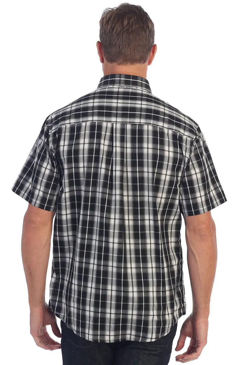 Gioberti Mens Casual Plaid Button Down Short Sleeve Shirt, Black Gradient, Medium | Classic Fit, Cotton Blend - view 2