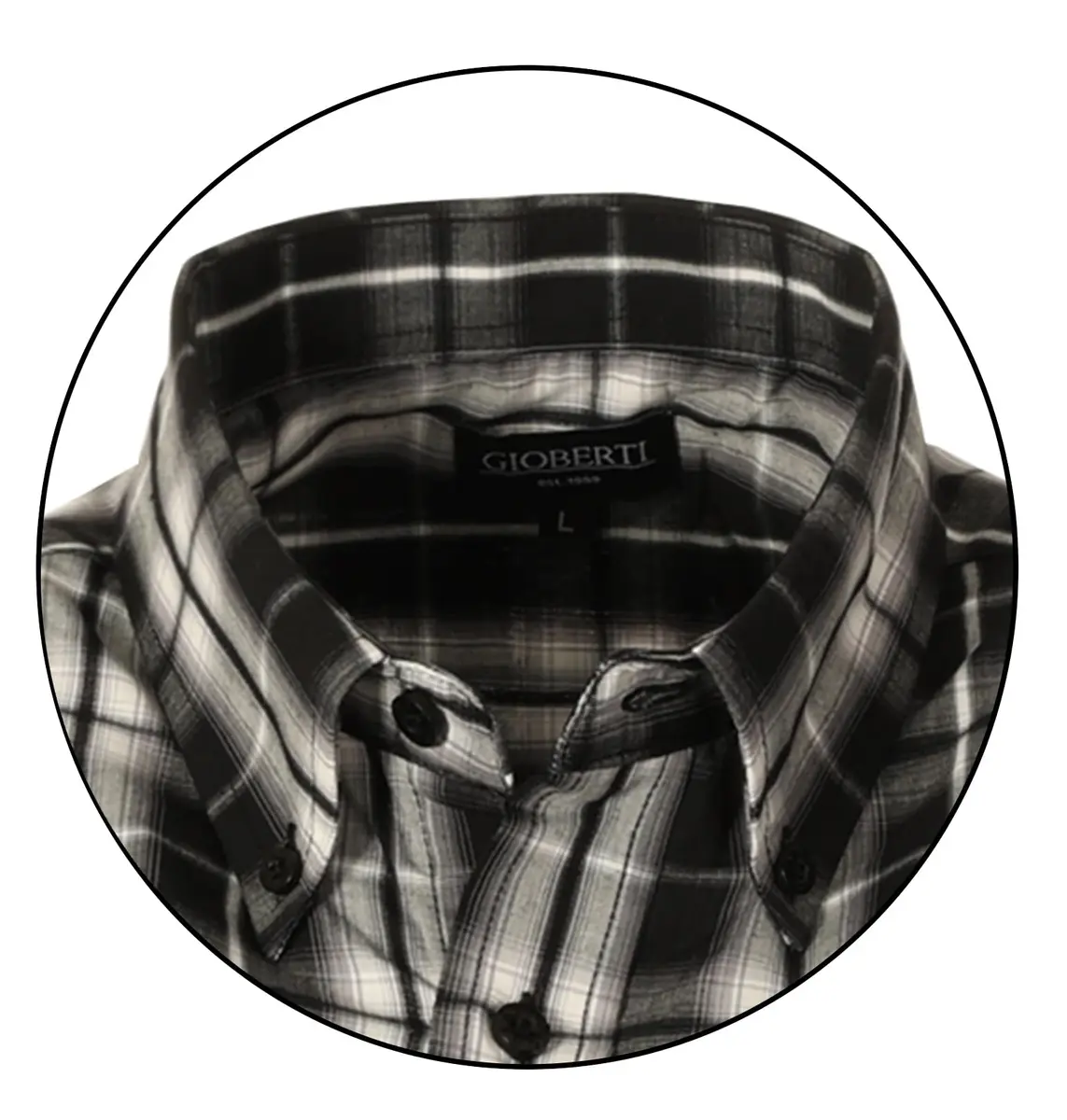 Gioberti Mens Casual Plaid Button Down Short Sleeve Shirt, Black Gradient, Medium | Classic Fit, Cotton Blend - view 4