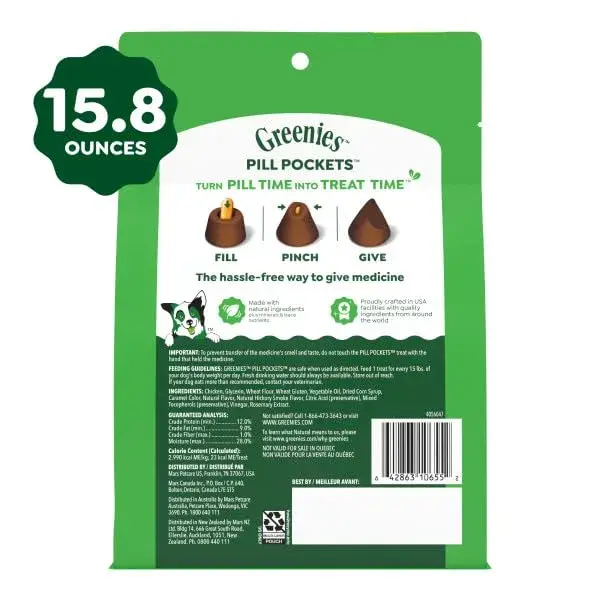 Greenies Pill Pockets Large Size Dog Treats Hickory Smoke 60 Count (15.8 oz / 448 g) | Vet-Recommended Pill Masking Treat - view 9