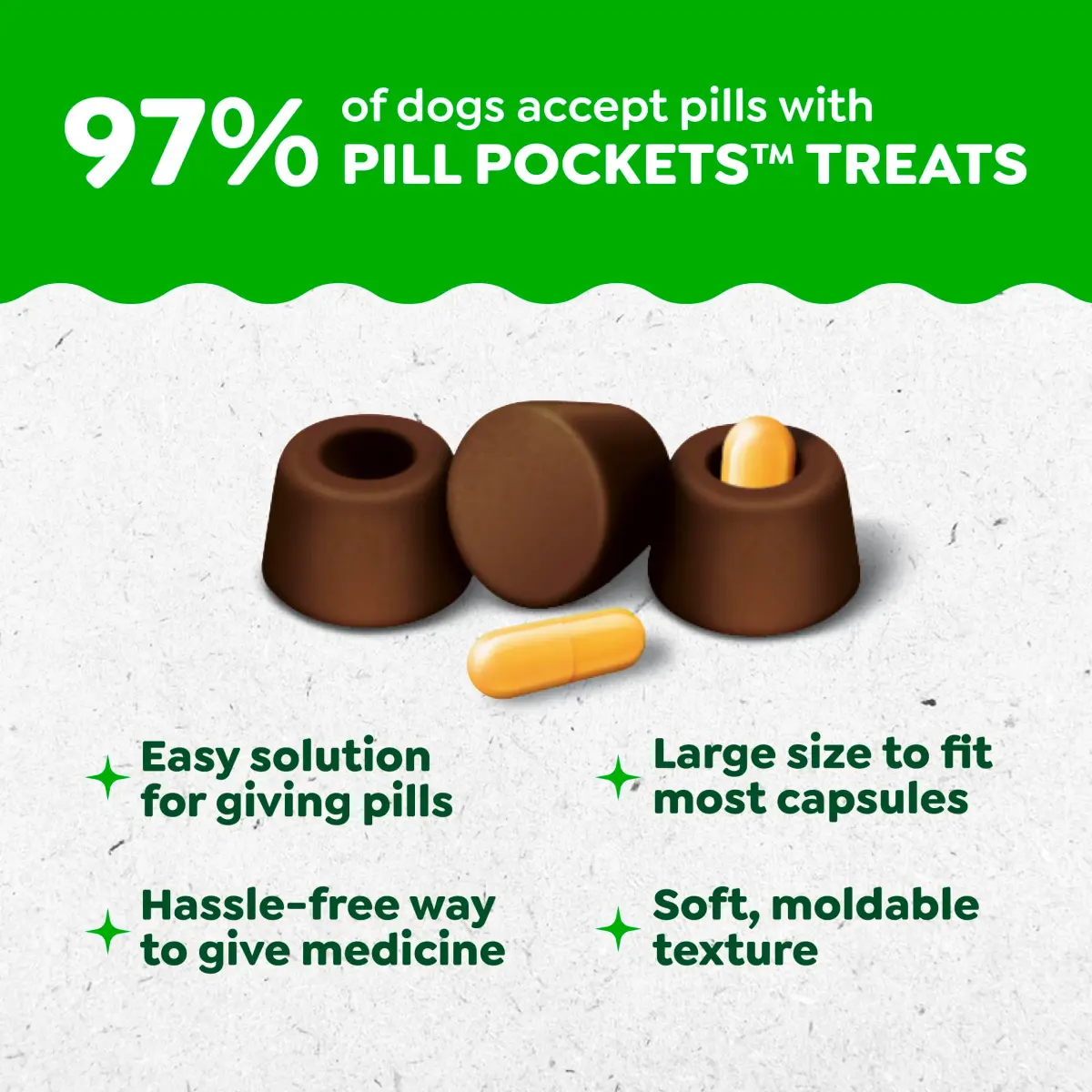Greenies Pill Pockets Large Size Dog Treats Hickory Smoke 60 Count (15.8 oz / 448 g) | Vet-Recommended Pill Masking Treat - view 2