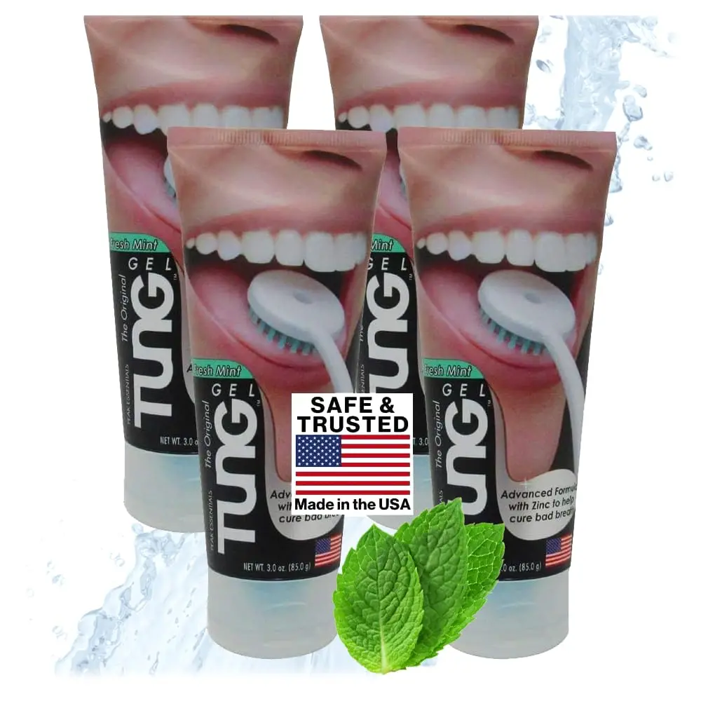 Peak Essentials Tung Tongue Gel Fresh Mint 4 Pack (136g / 4.8oz) | Dentist-Designed for Bad Breath Odors - main product image