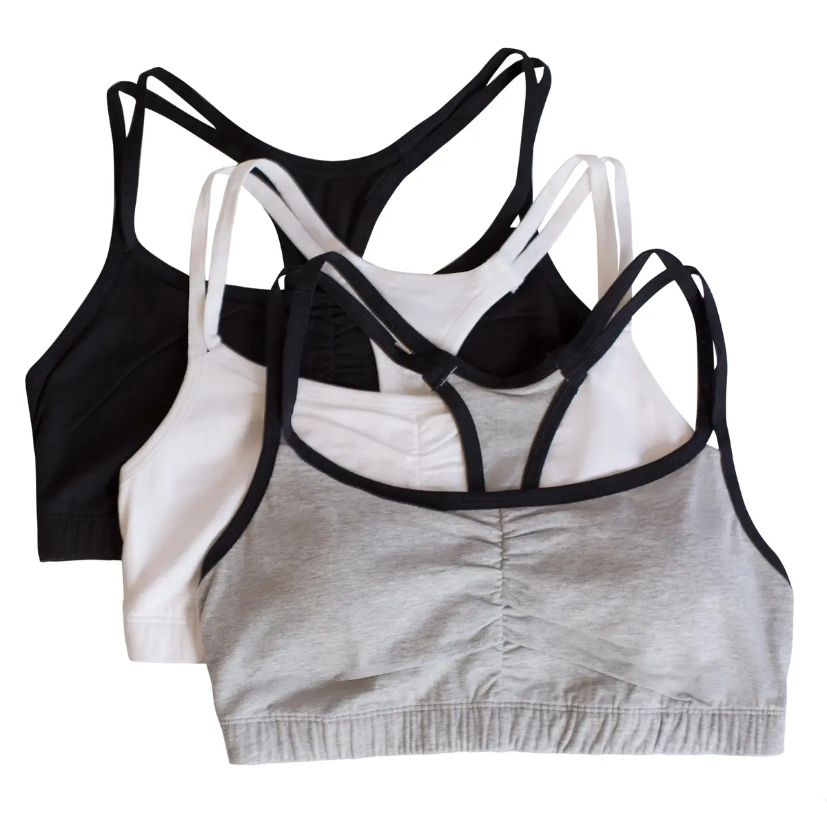 Fruit of the Loom Womens Spaghetti Strap Cotton Sports Bra 3 Pack | All-Day Comfort & Support in India - main product image