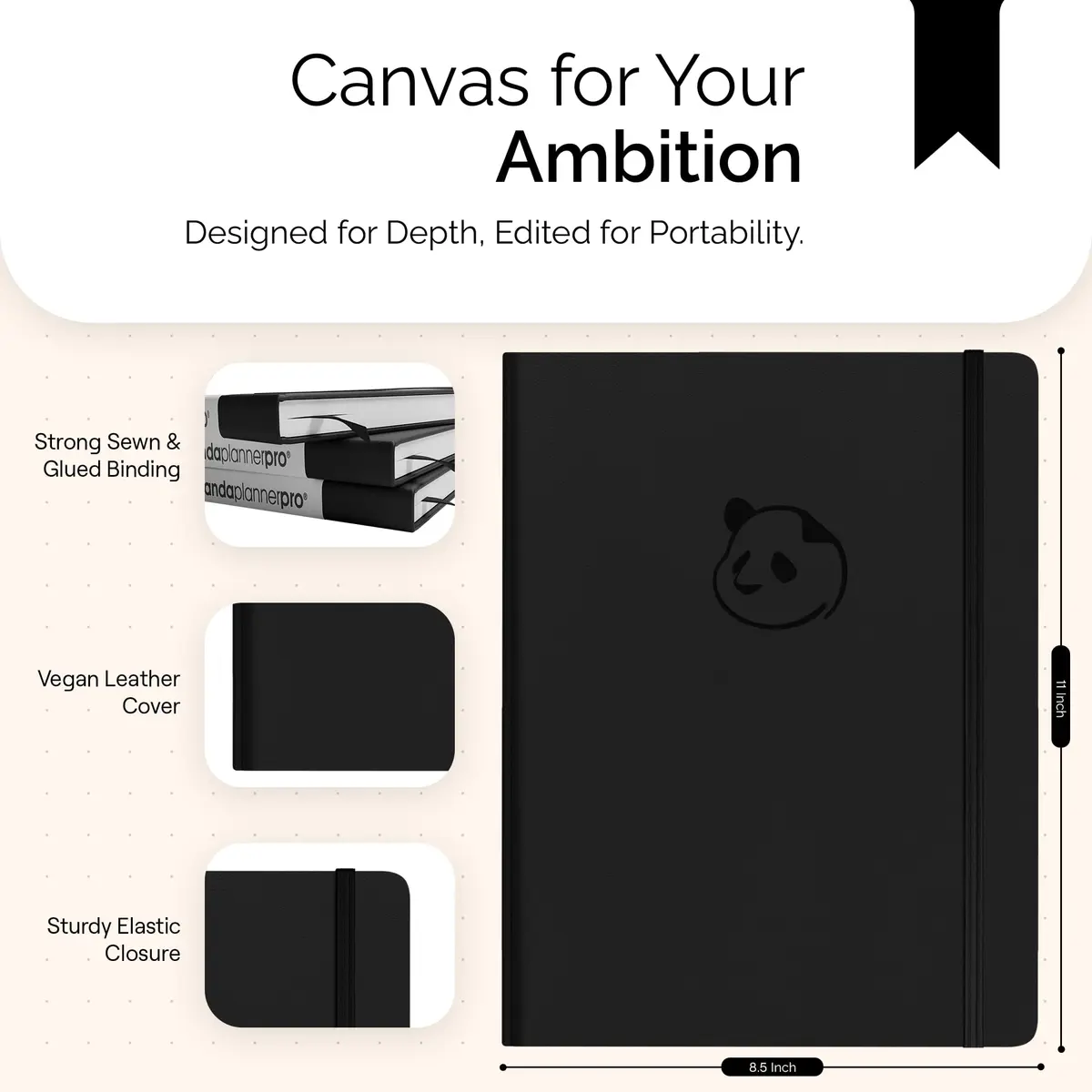 Panda Planner Pro A4 Daily Planner 2026 | 6-Month Undated Large 8.5x11 Black - view 7
