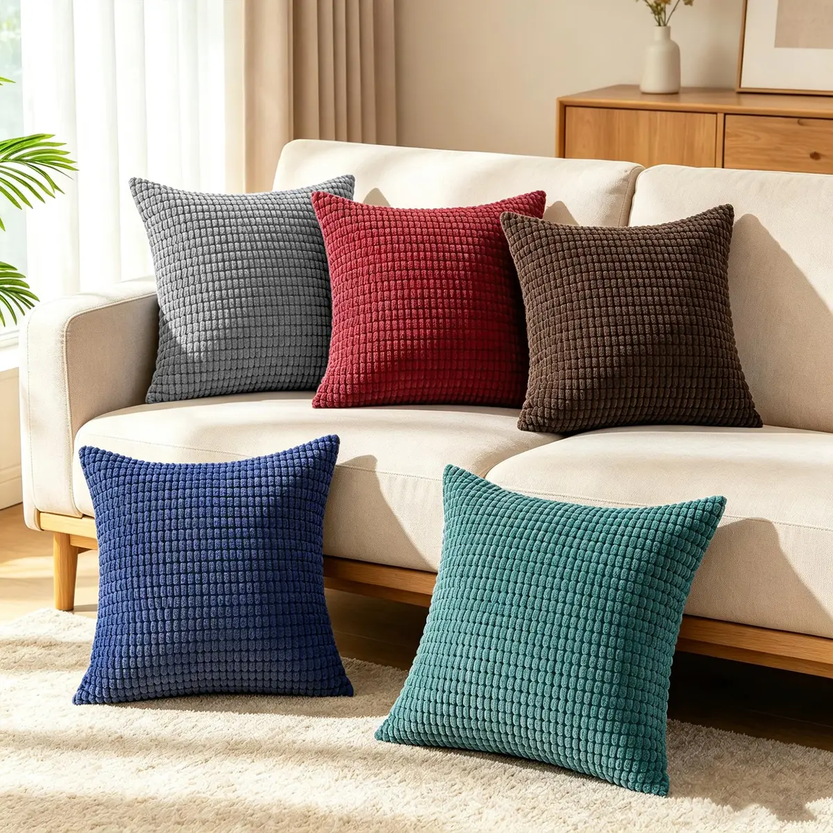 CaliTime Decorative Couch Throw Pillow Covers 18 x 18 Inches Brown | Cozy & Modern Design - view 5