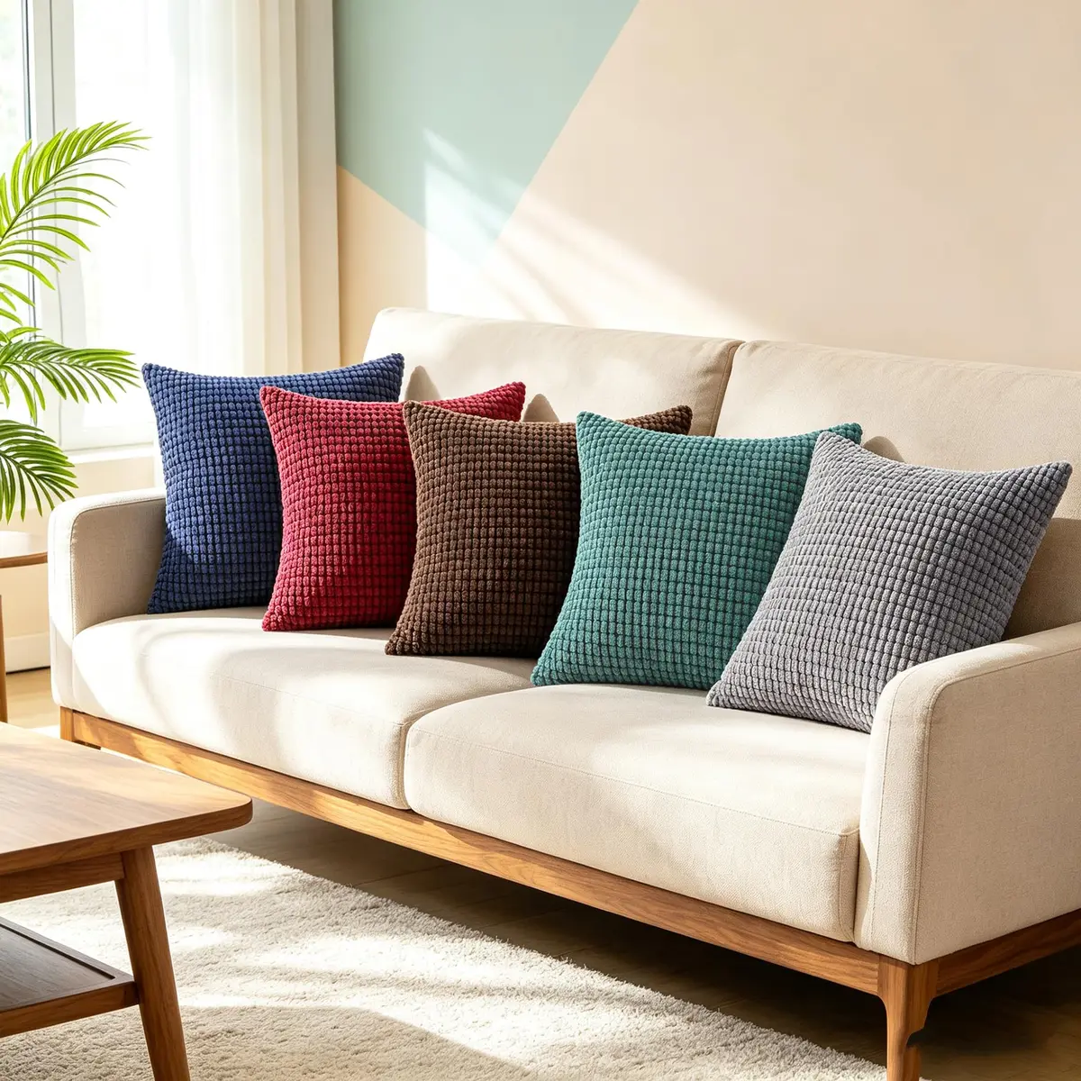 CaliTime Decorative Couch Throw Pillow Covers 18 x 18 Inches Brown | Cozy & Modern Design - view 4
