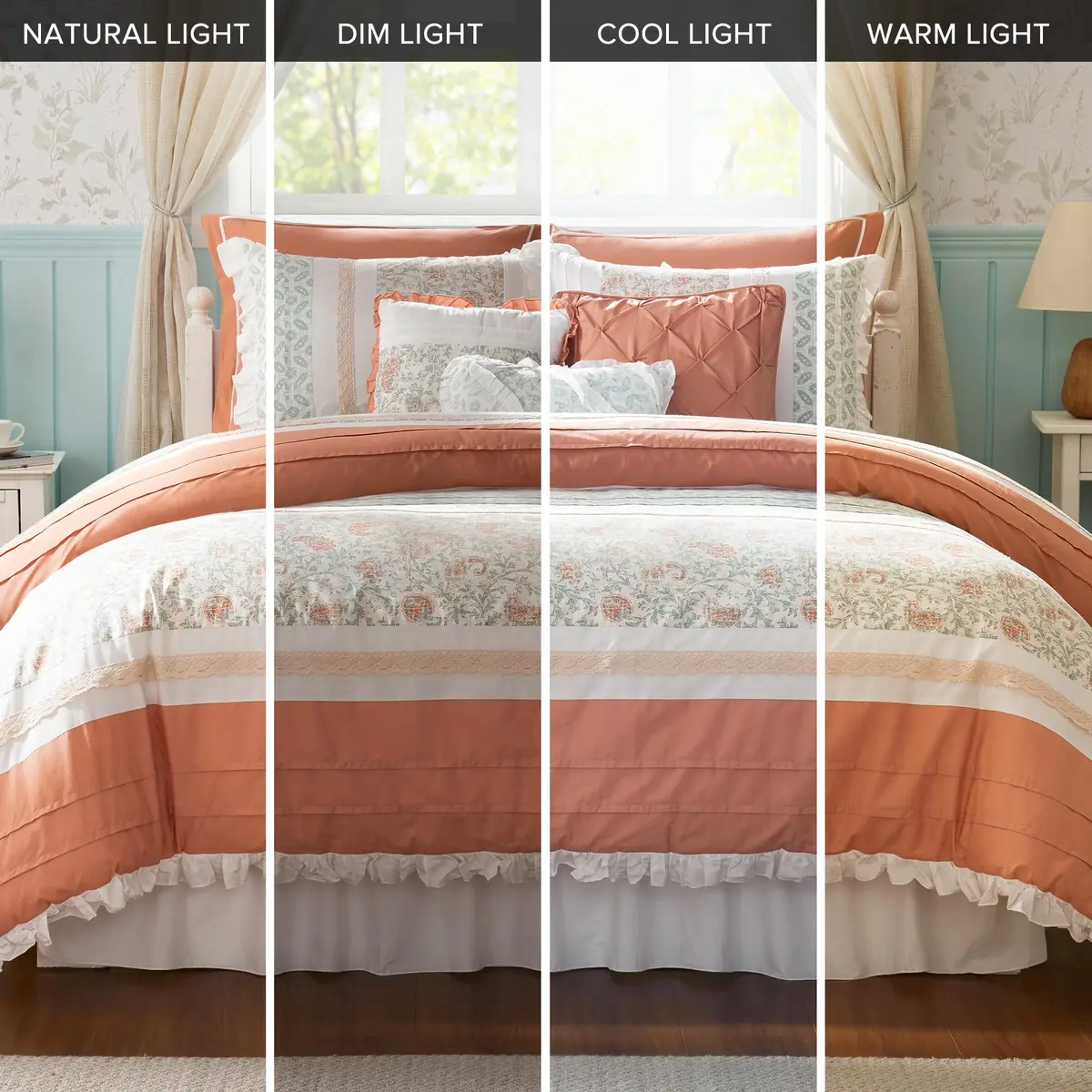 Madison Park Cottage Cotton Comforter Set, 9PC King Bedding Set | Shabby Chic Paisley Design - view 7