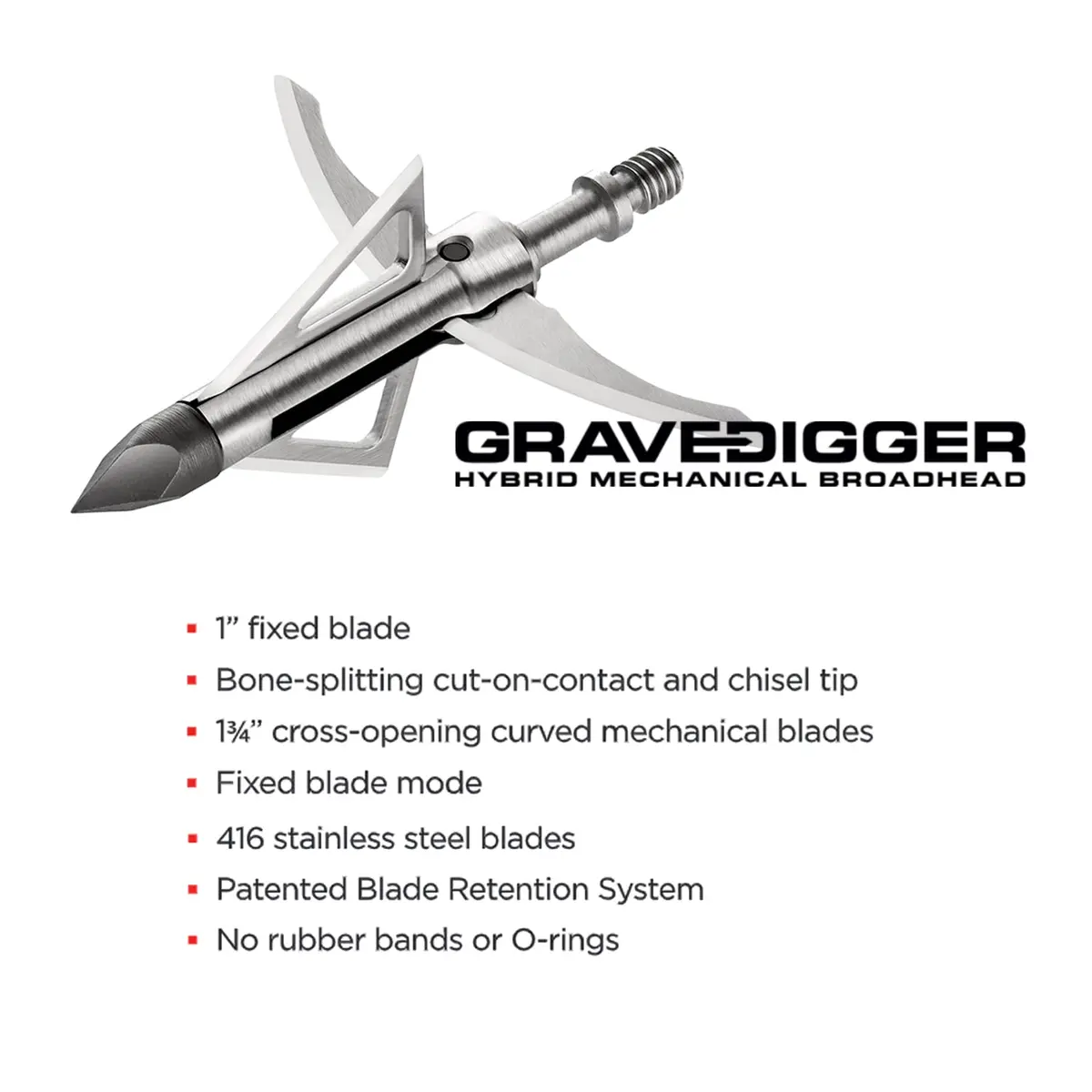 Bloodsport Gravedigger 4-Blade Hunting Broadhead 100 Grains | Hybrid Mechanical & Fixed Blade - view 3
