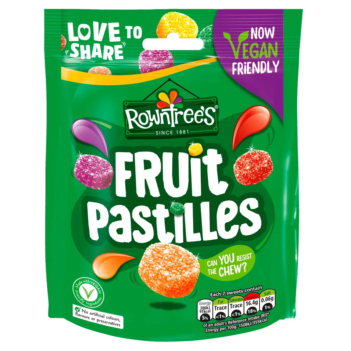 Rowntree's Fruit Pastilles Bag 143 g | British Gummy Candy with Natural Fruit Flavors - view 2
