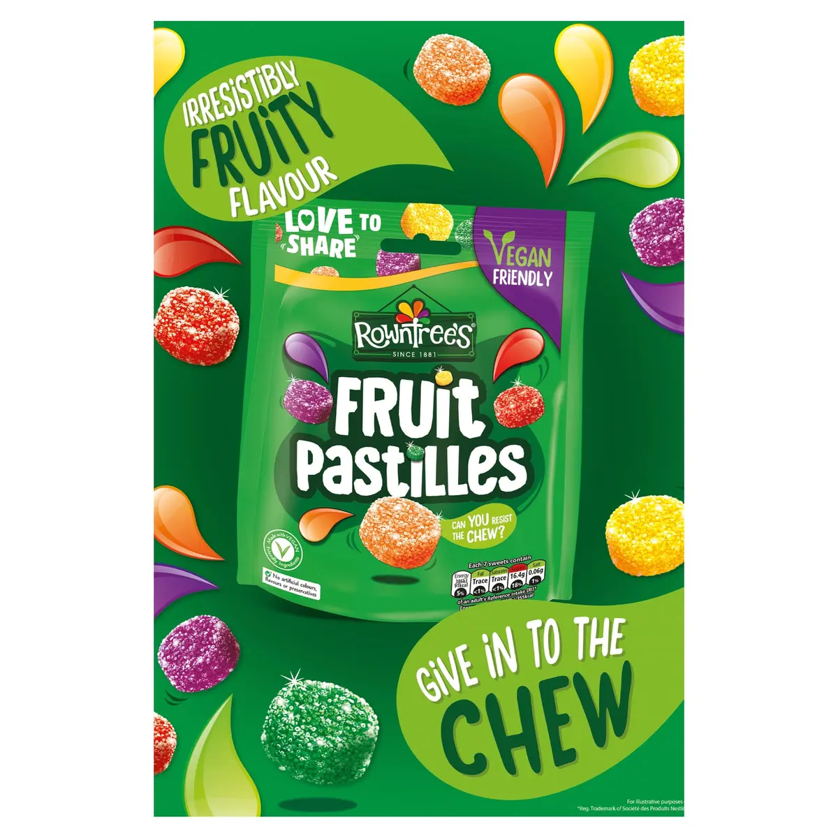 Rowntree's Fruit Pastilles Bag 143 g | British Gummy Candy with Natural Fruit Flavors - view 3