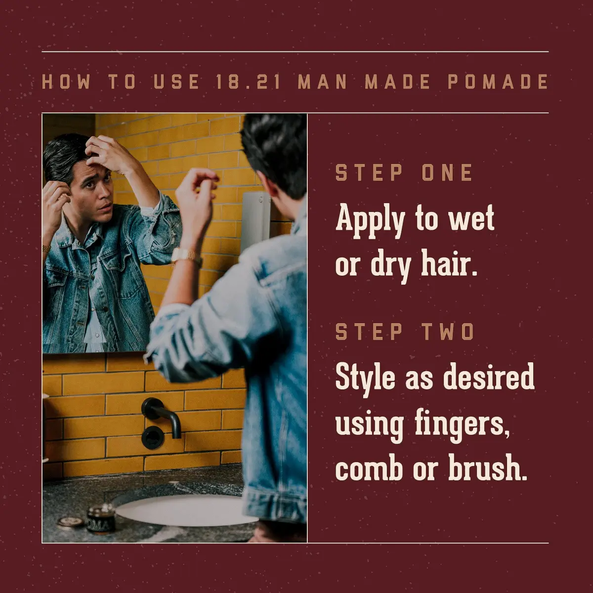 18.21 Man Made Hair Styling Pomade 2 oz (56.7 g) | Sweet Tobacco Scent, High Shine Finish - view 4