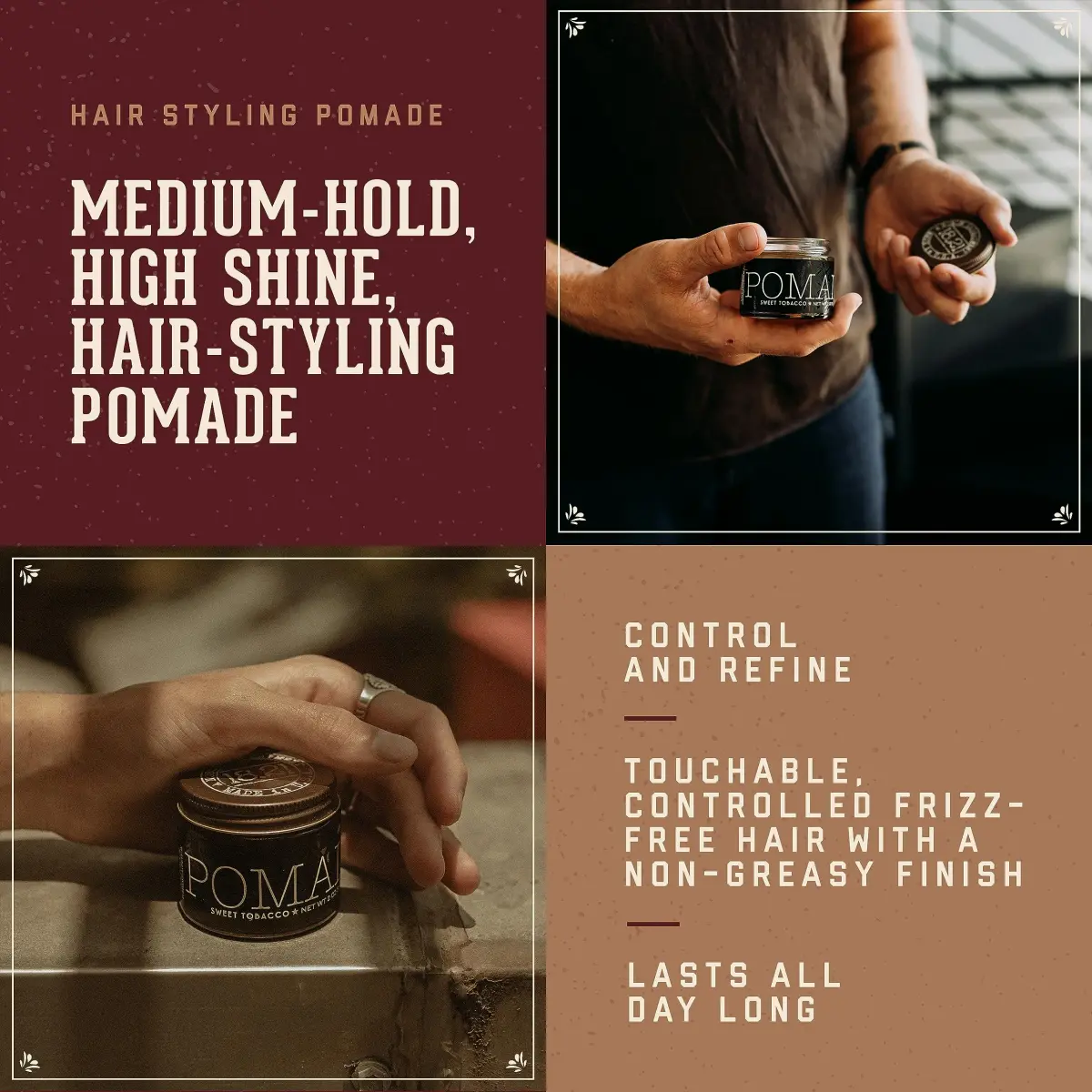 18.21 Man Made Hair Styling Pomade 2 oz (56.7 g) | Sweet Tobacco Scent, High Shine Finish - view 2