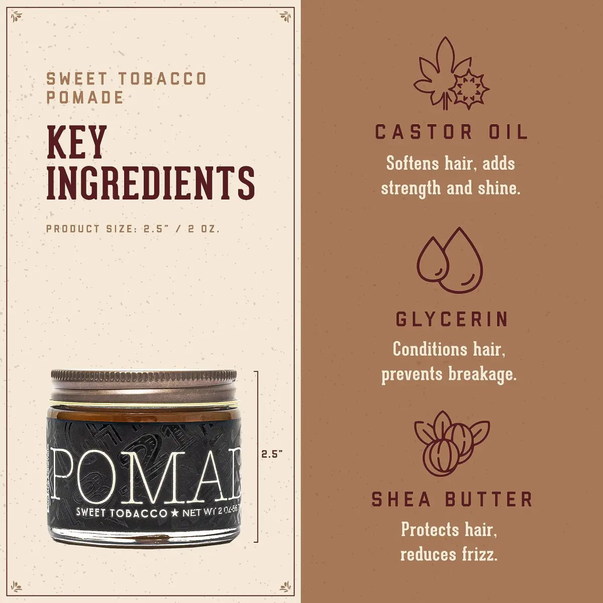 18.21 Man Made Hair Styling Pomade 2 oz (56.7 g) | Sweet Tobacco Scent, High Shine Finish - view 3