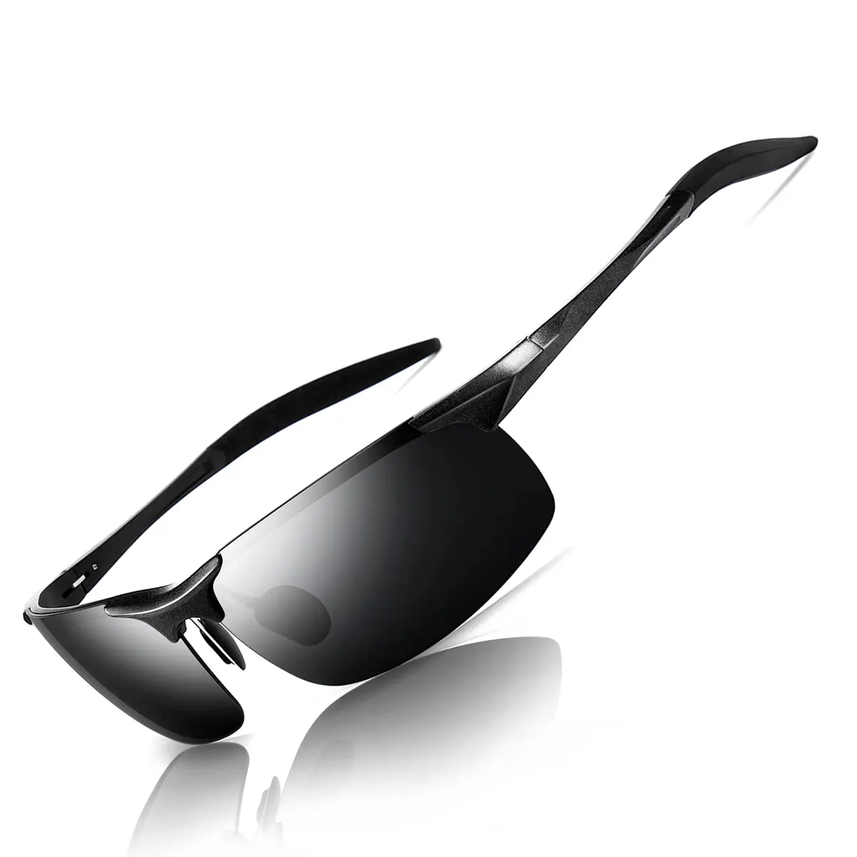 SUNGAIT Men's HD Polarized Sunglasses for Driving Cycling Running UV400 (Black, Gray) | Lightweight Metal Frame, 100% UV Protection - main product image