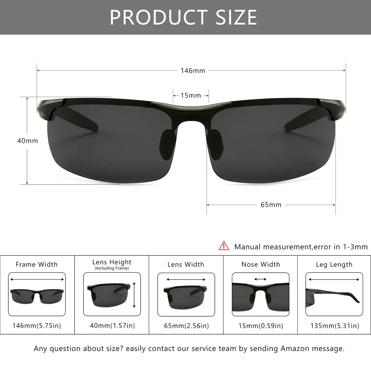SUNGAIT Men's HD Polarized Sunglasses for Driving Cycling Running UV400 (Black, Gray) | Lightweight Metal Frame, 100% UV Protection - view 6