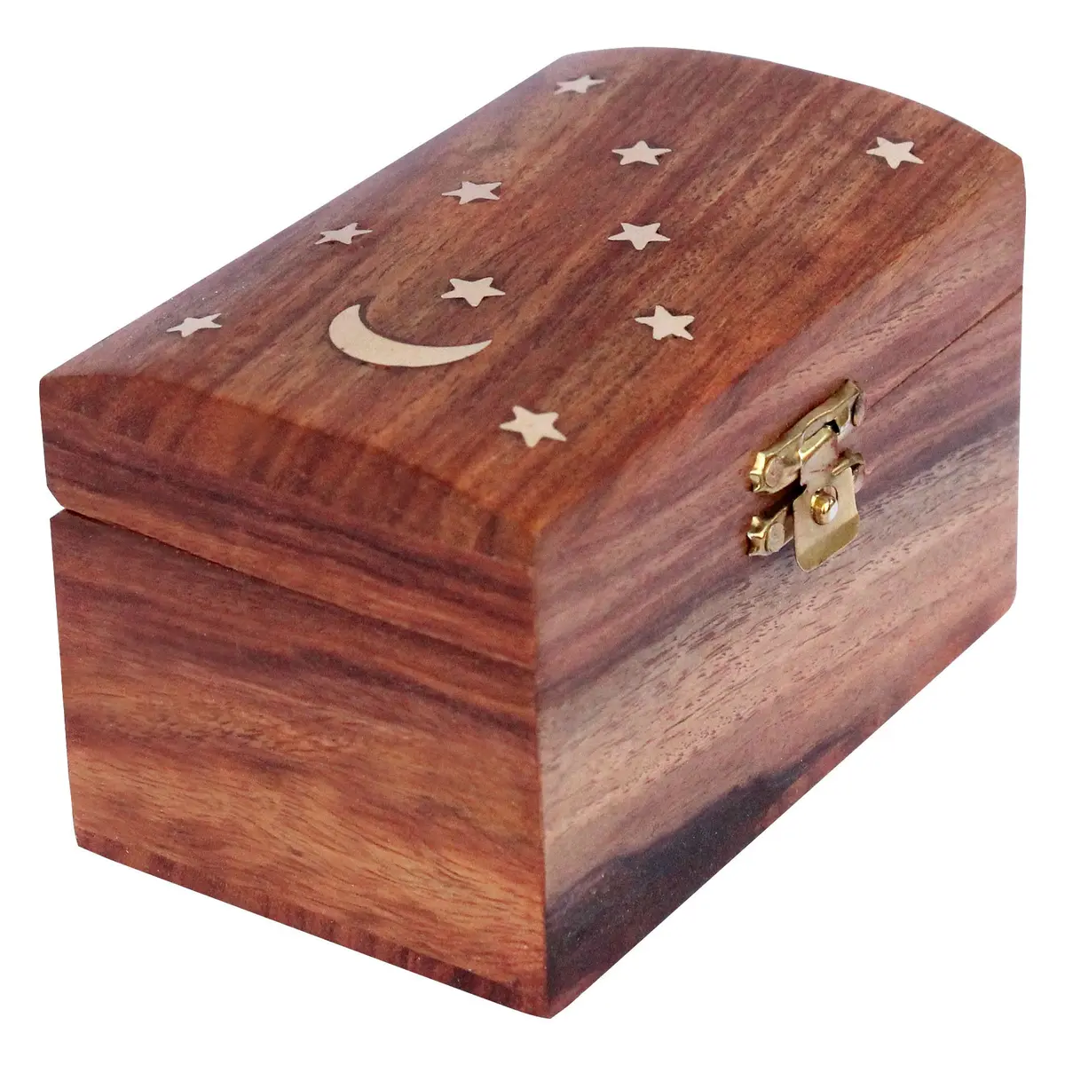 ITOS365 Handmade Wooden Jewelry Box for Women Jewel Organizer Moon and Stars | Classic Rectangular 10.2cm (4 inch) L x 6.4cm (2.5 inch) W x 6.4cm (2.5 inch) H - main product image
