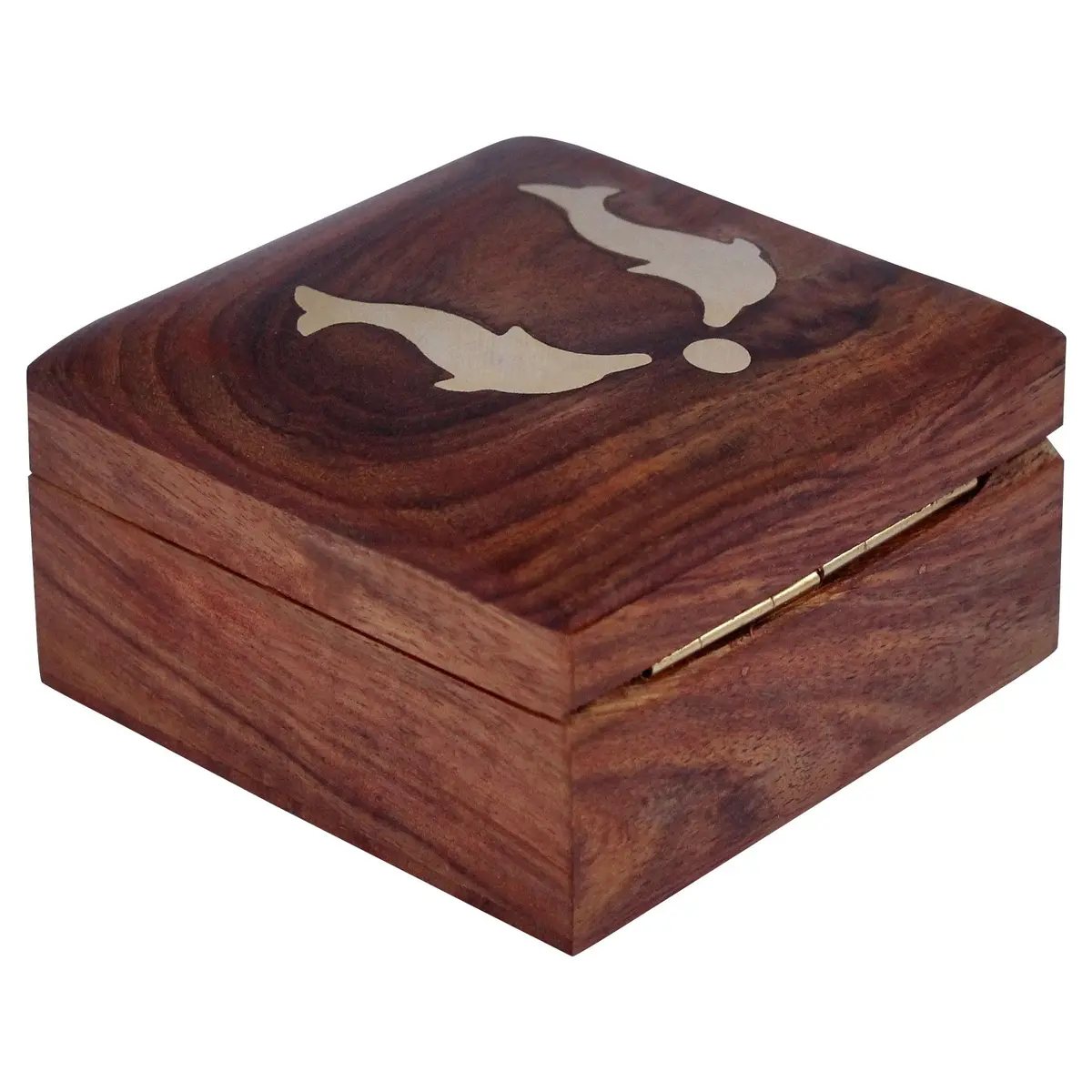 ITOS365 Handmade Wooden Jewelry Box 7.6cm x 7.6cm x 3.8cm | Dolphin Charm Decor Gifts - view 3