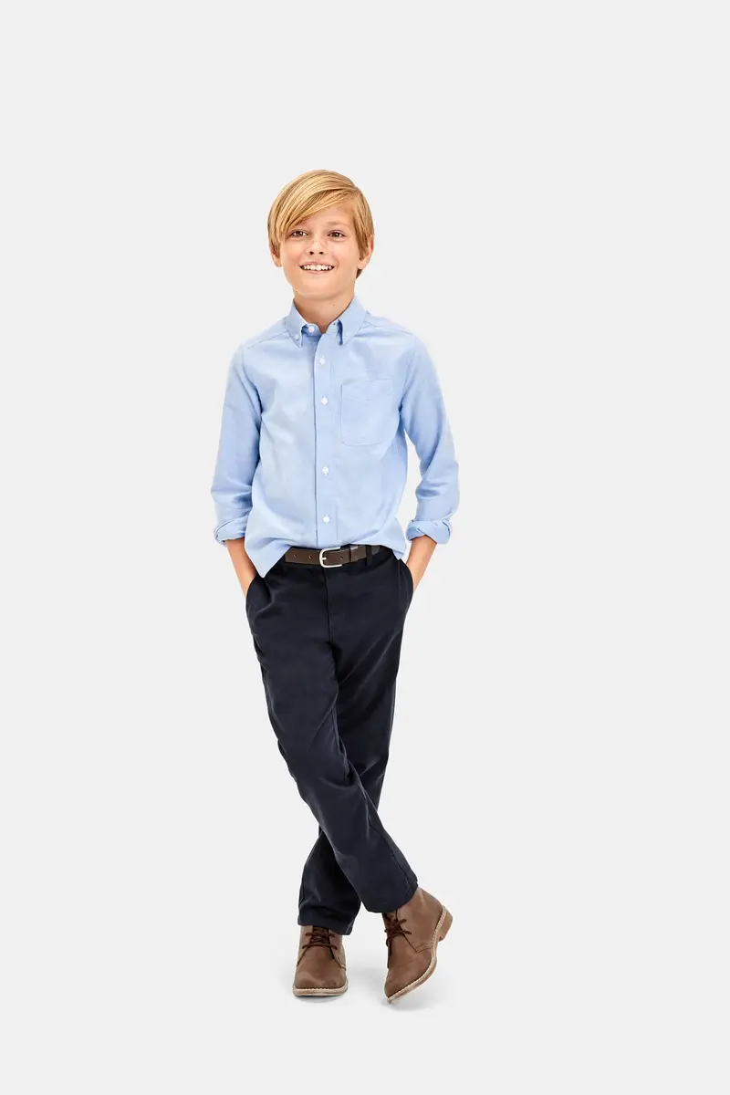 The Children's Place Long Sleeve Oxford Shirt Lt Blue S | Casual Cotton Comfort - view 2