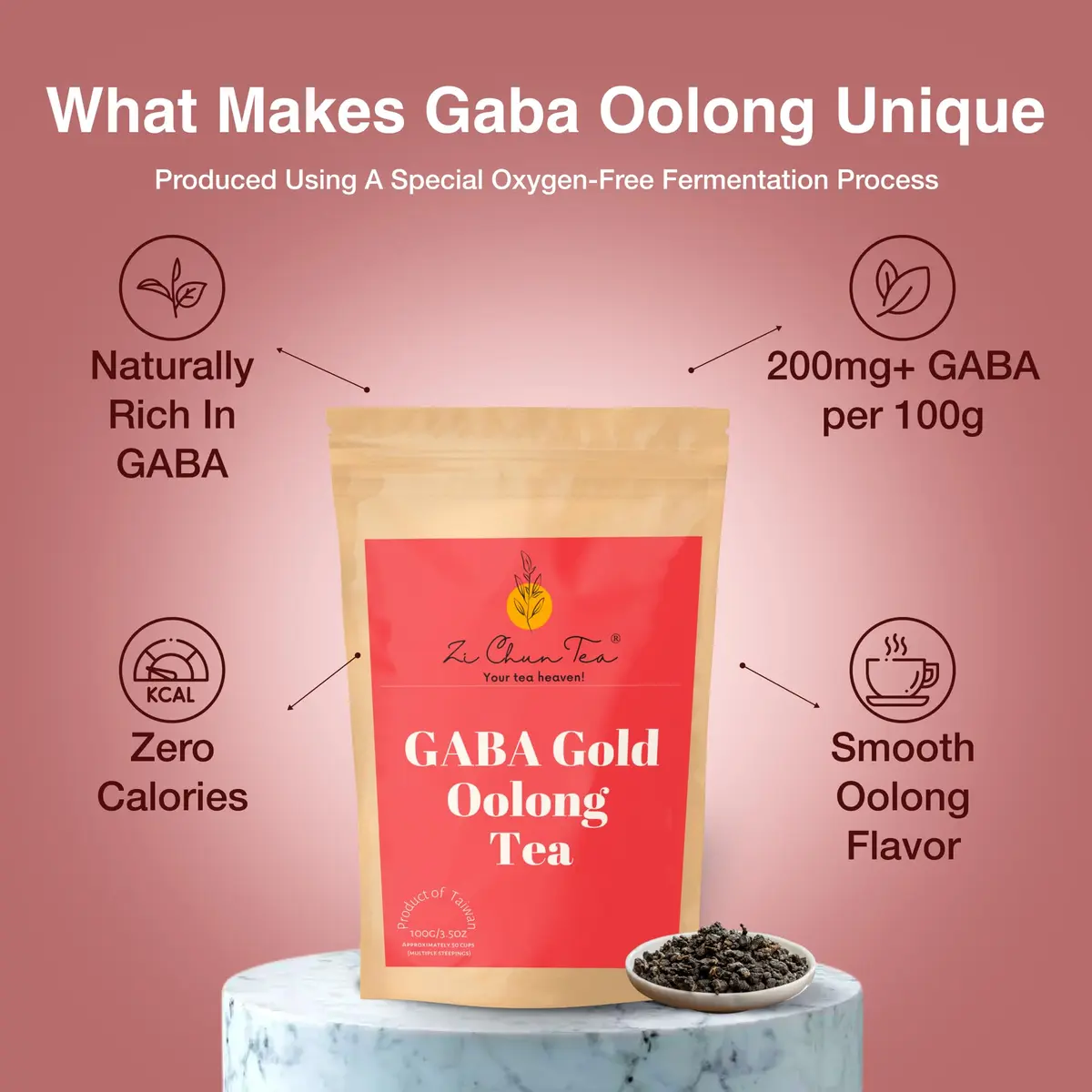 Zi Chun Tea GABA Oolong Loose Leaf Tea 100g (3.5 oz) | Taiwanese Oolong with Honey & Toasted Grain Notes - view 2