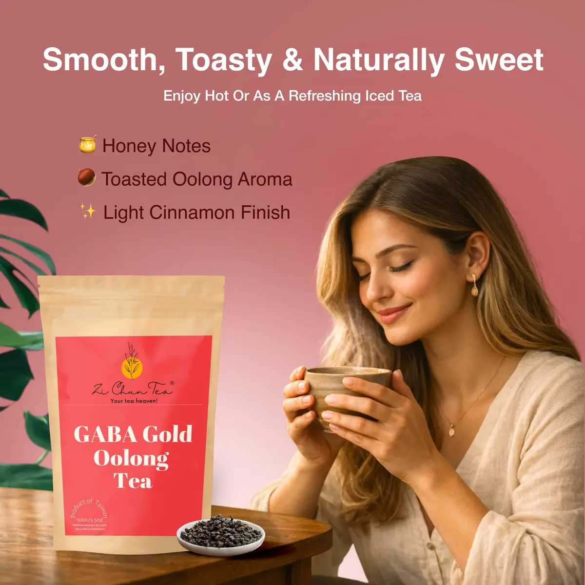 Zi Chun Tea GABA Oolong Loose Leaf Tea 100g (3.5 oz) | Taiwanese Oolong with Honey & Toasted Grain Notes - view 4