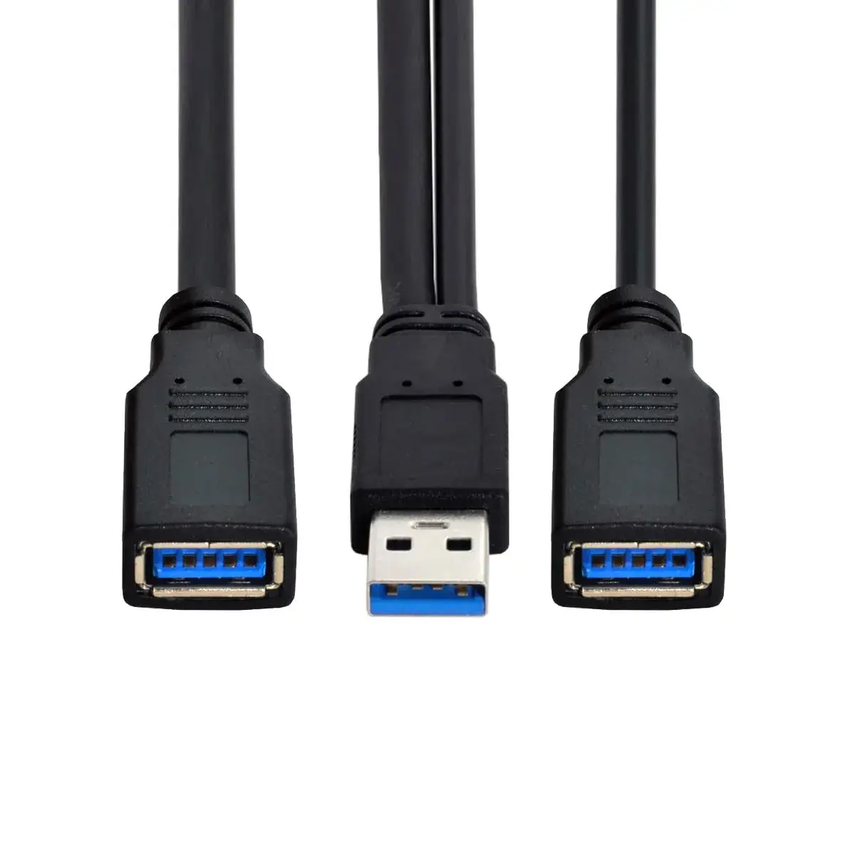 cablecc Dual USB-A 3.0 Female to Male Y Cable 20cm (0.65ft) | Extra Power & Data for External Drives - main product image