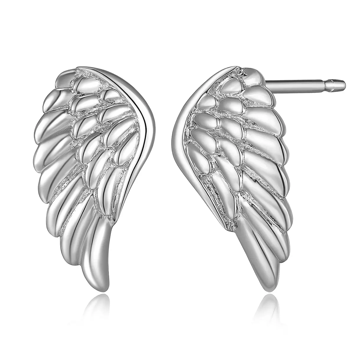 Morgan & Paige Silver Rhodium Plated Angel Wings Stud Earrings | Feminine, Hypoallergenic, Gift-Ready - main product image