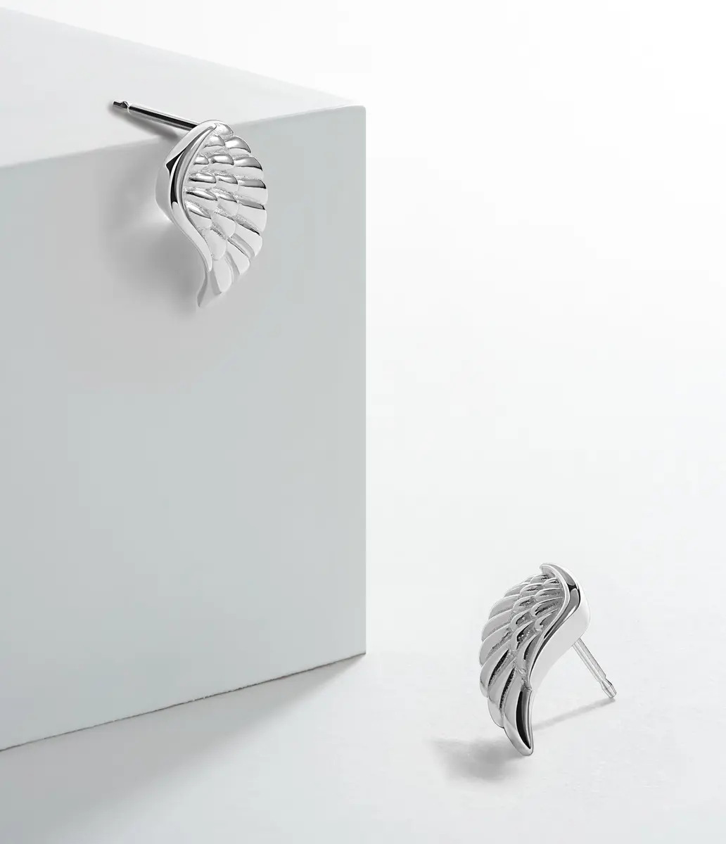 Morgan & Paige Silver Rhodium Plated Angel Wings Stud Earrings | Feminine, Hypoallergenic, Gift-Ready - view 5