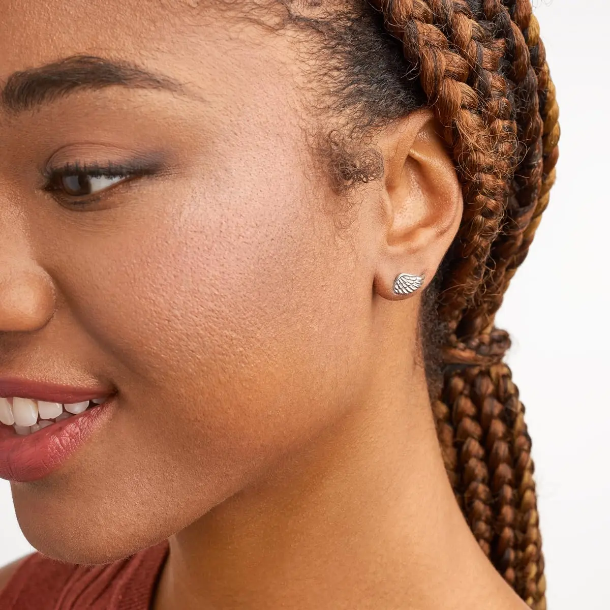 Morgan & Paige Silver Rhodium Plated Angel Wings Stud Earrings | Feminine, Hypoallergenic, Gift-Ready - view 2