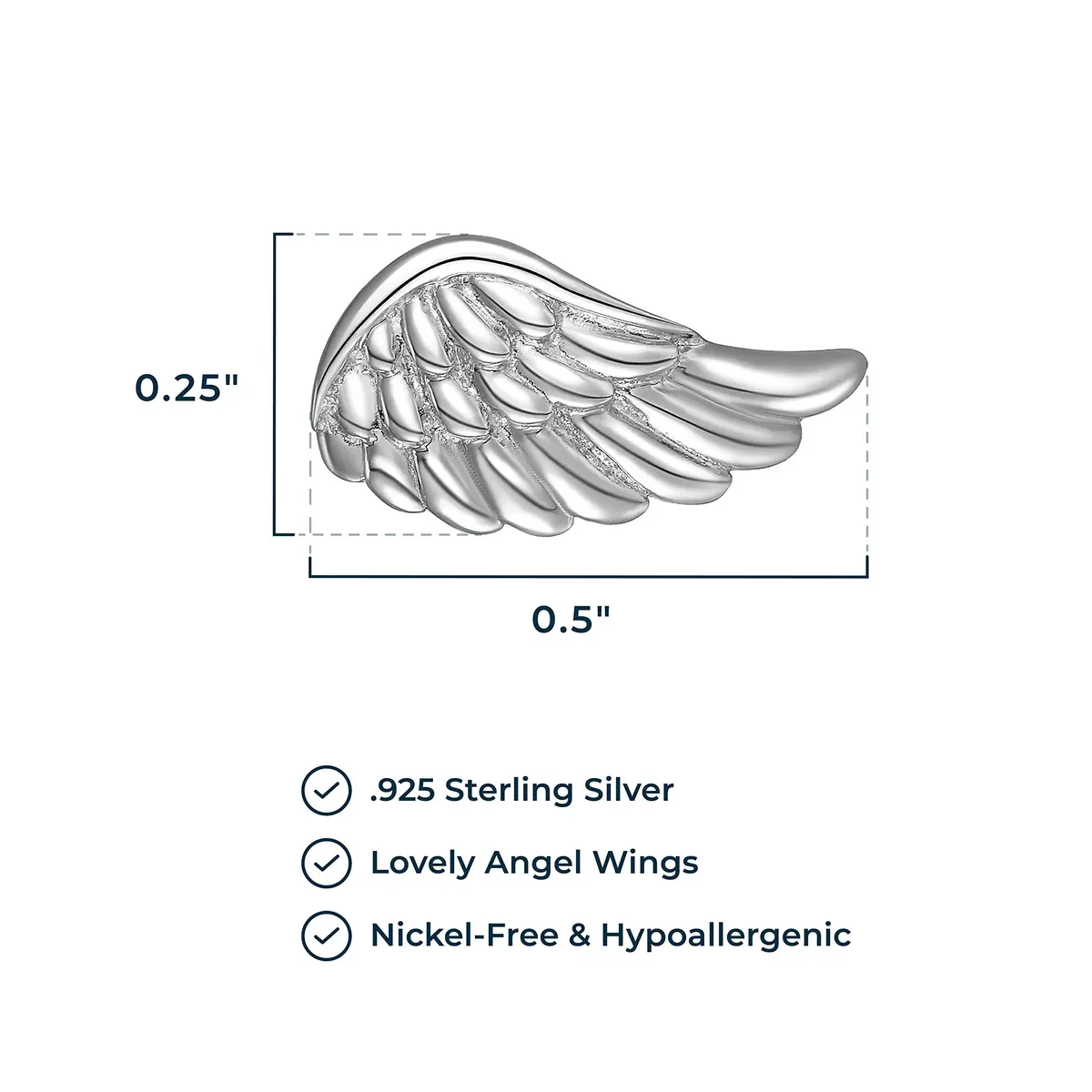 Morgan & Paige Silver Rhodium Plated Angel Wings Stud Earrings | Feminine, Hypoallergenic, Gift-Ready - view 3