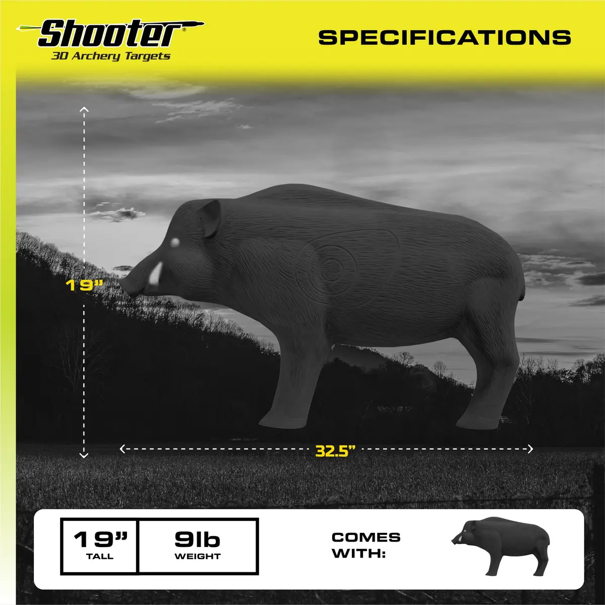 Shooter Hog 3D Archery Target 19”H x 32.5”W | Realistic Solid Body Design for Practice - view 7