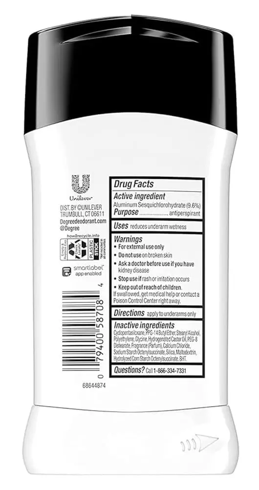 Degree Men Ultra Clear Black & White Antiperspirant Deodorant Stick 79ml (2.7 oz) | 48-Hour Sweat & Stain Protection - view 7