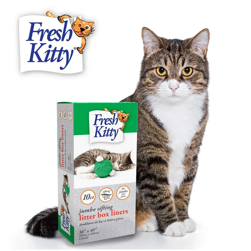 Fresh Kitty 10 Count Sifting Litter Box Liners | Easy Clean, Jumbo Size, Plastic Bags for Cats - main product image