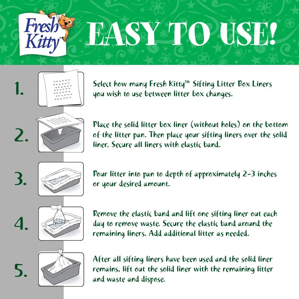 Fresh Kitty 10 Count Sifting Litter Box Liners | Easy Clean, Jumbo Size, Plastic Bags for Cats - view 3