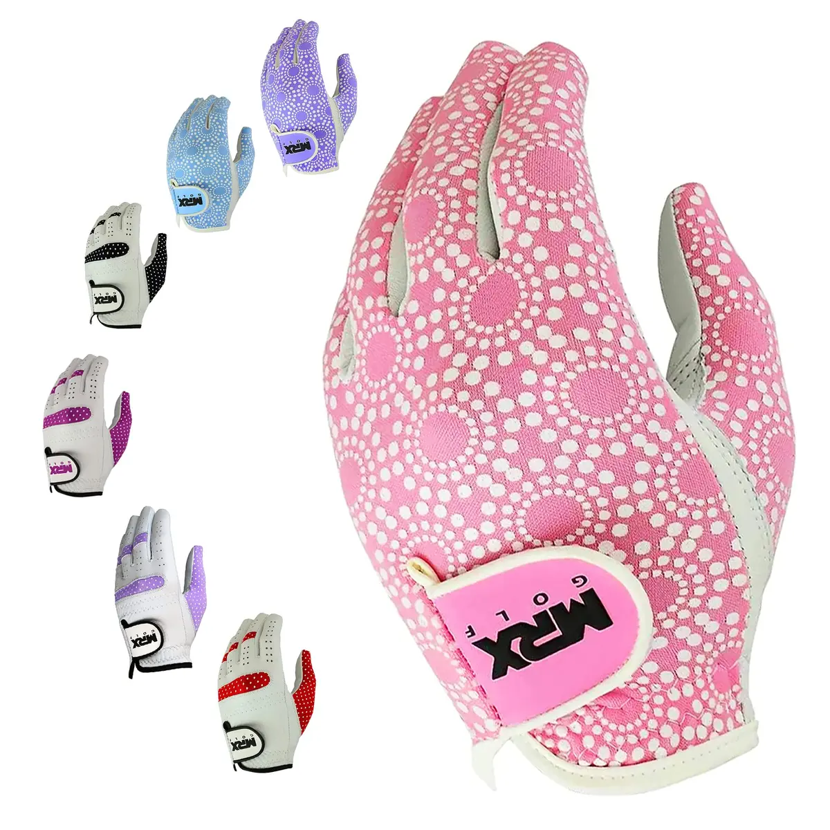 MRX BOXING & FITNESS Women's Golf Glove Left Handed Pink Regular Fit | Sweat Resistant Cabretta Leather - main product image