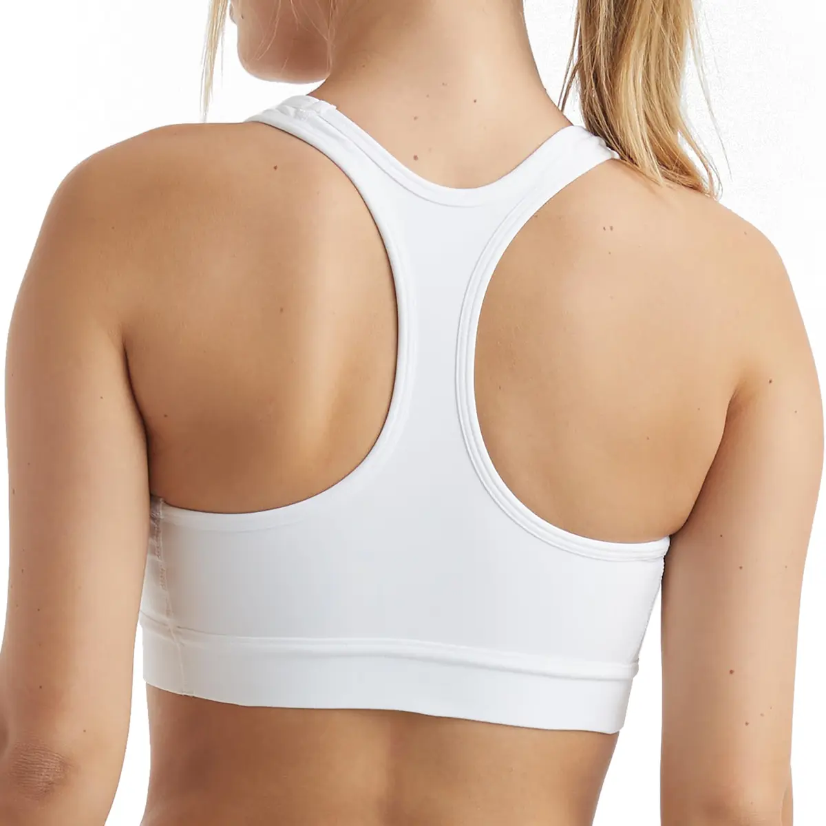 Hanes Womens Compression Racerback Sports Bra, White, Medium US | Moderate Support, Moisture-Wicking, Seamless Fit - view 2