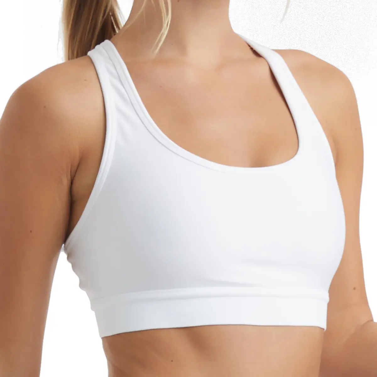Hanes Womens Compression Racerback Sports Bra, White, Medium US | Moderate Support, Moisture-Wicking, Seamless Fit - view 3