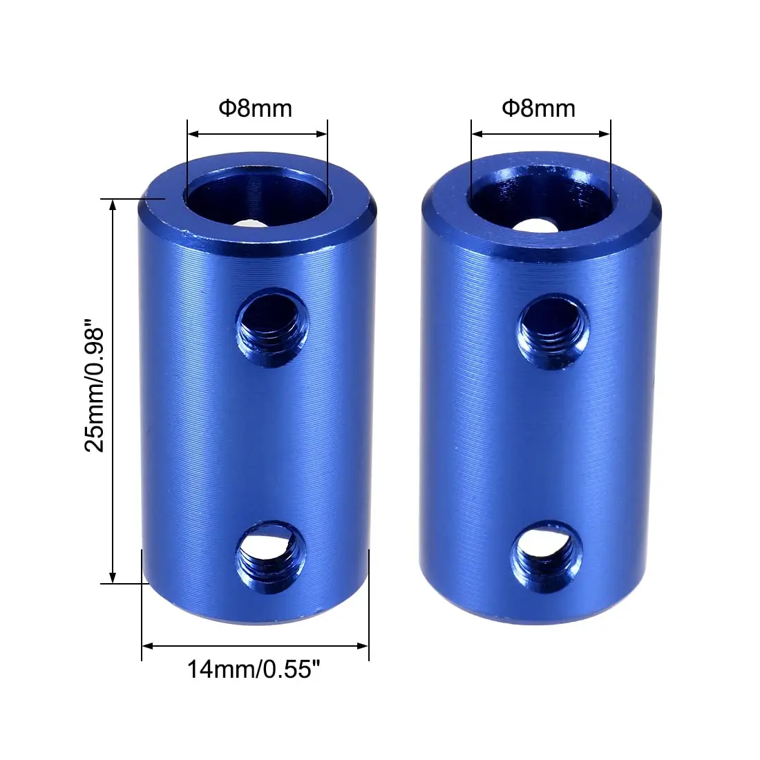 uxcell 8mm to 8mm Bore Rigid Coupling Set Screw L25xD14 Aluminum Alloy | Precision Shaft Coupler Connector - view 3